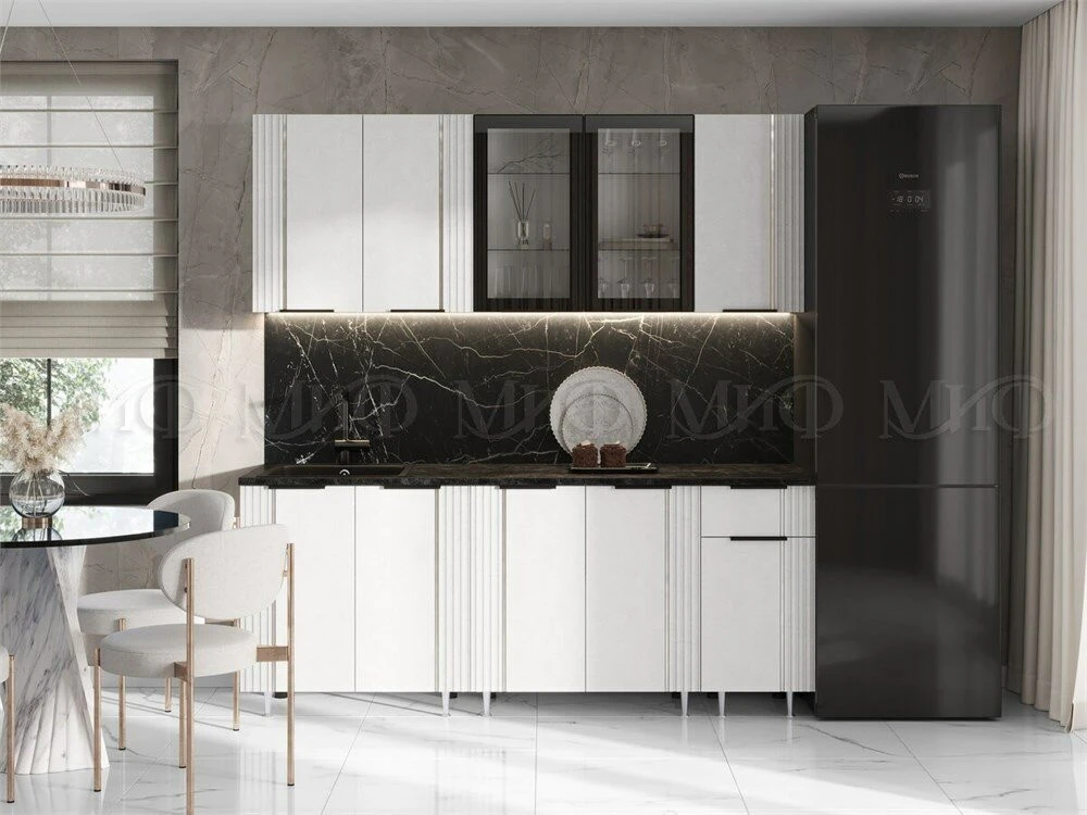 МИФ Кухня Виктория 2.0м Пластер Блэк Корпус Графит Пластер Блэк